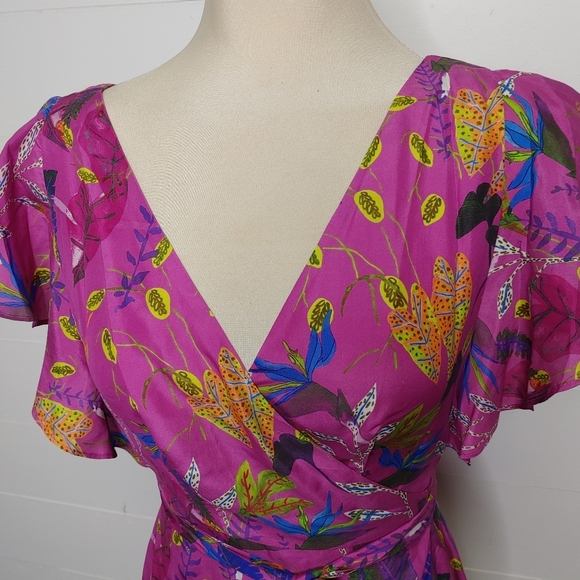 Tanya Taylor Dita silk wrap dress size 4 - Picture 5 of 11
